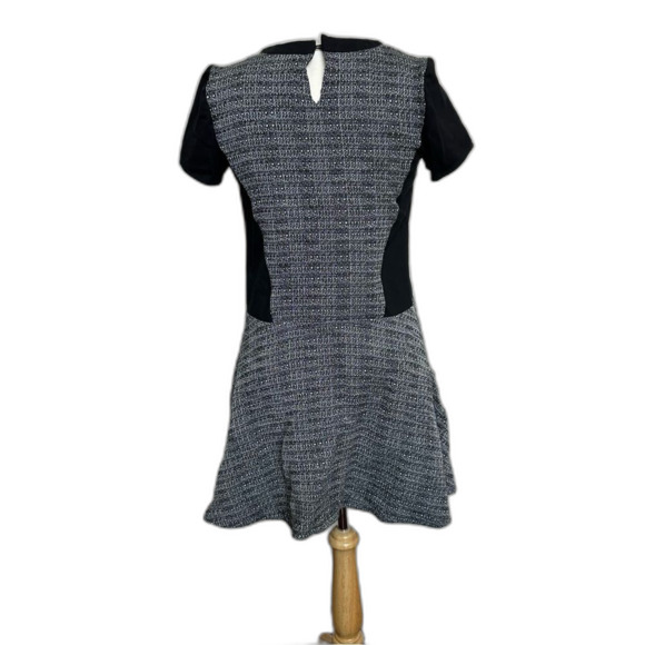 Madewell Black and Grey Tweed Knee Length Swing Dress - Women Size 4 - Picture 4 of 7